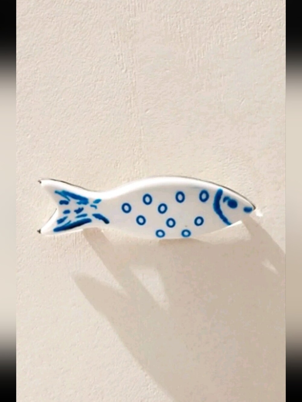 NWT! Free People, Ayu Single Fish Brooch, Blue/White